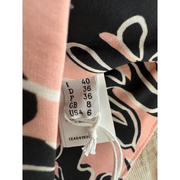 NWT Cedric Charlier Fantasy Silk Pink-Printed Strapless Midi Dress, size 6 - Picture 5 of 9